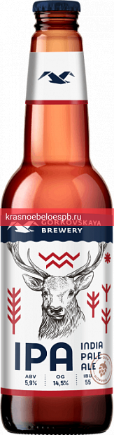 Фото 12 - Светлое пиво IPA Горьковская Пивоварня Индийский Пэйл Эль Бутылка 0.44 л